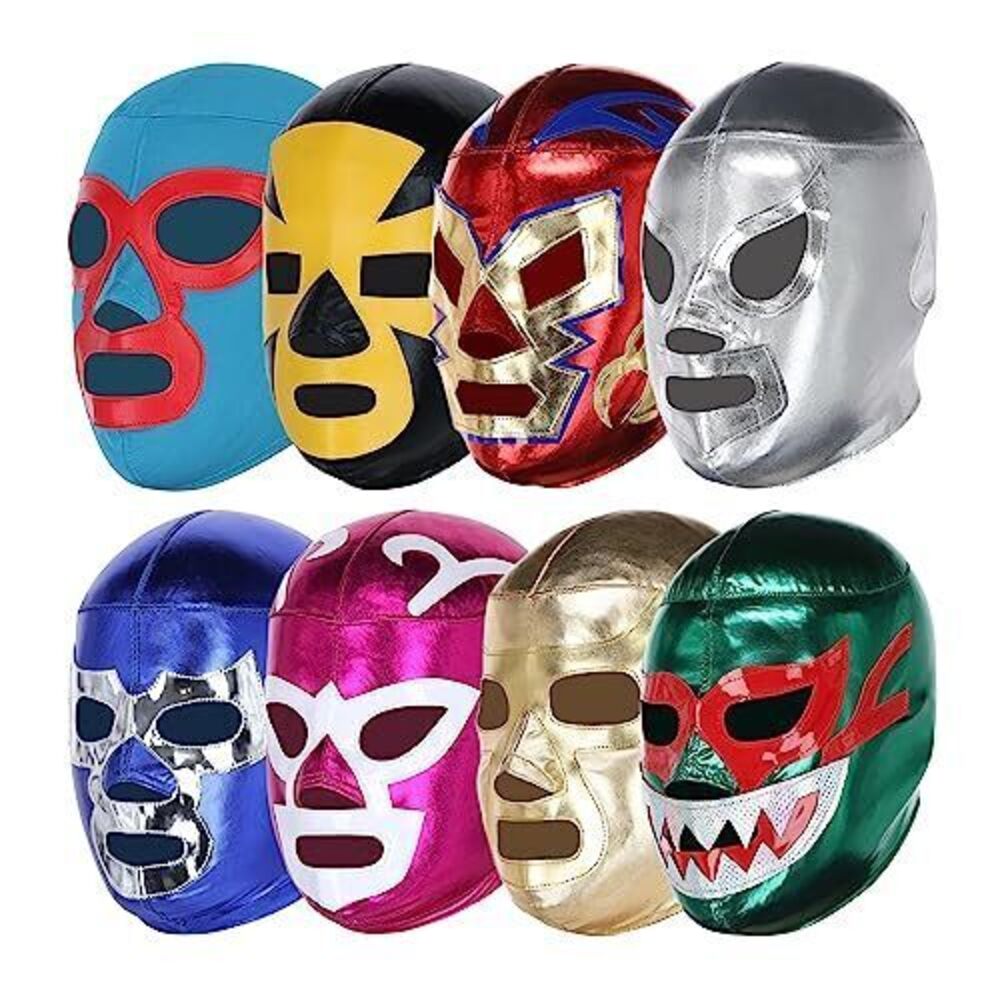 2974 Pro-Quality Wrestling Masks 8 Pack | Authentic Lucha Libre Costume